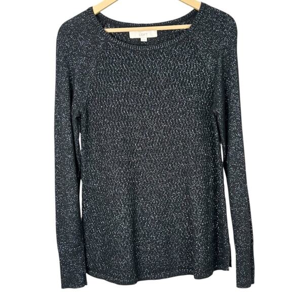 LOFT Sweaters - Ann Taylor Loft Black Speckled Sparkle Knit Women’s Sweater Size Medium